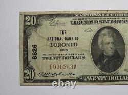 Billet de banque national de 20 $ de 1929 de Toronto Ohio OH, Charte #8826, en bon état