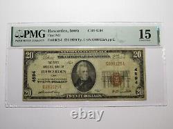Billet de banque national de 20 dollars de 1929 de Hawarden Iowa IA Charter #4594 F15 PMG