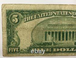 Billet de banque national de 5,00 $ de 1929 à Meriden, Connecticut, Ch# 250, brut dans la boîte Fre.