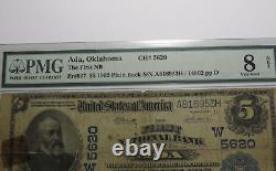 Billet de banque national de 5 1902 Ada Oklahoma OK Ch. #5620 VG8 PMG