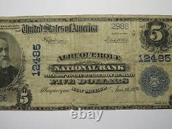 Billet de banque national de 5 1902 Albuquerque New Mexico NM Ch. #12485