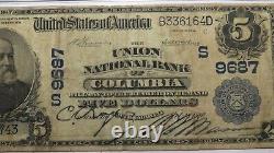 Billet de banque national de 5 1902 Columbia, Caroline du Sud, numéro 9687 PMG F12