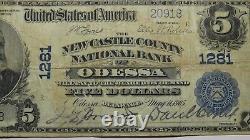 Billet de banque national de 5 1902 Odessa Delaware DE Ch. #1281 Très Bien