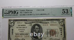 Billet de banque national de 5 $ 1929 Lyons Kansas KS, note de banque Ch. #14048, AU53 PMG