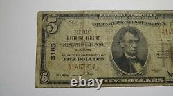Billet de banque national de 5 $ de 1929 Birmingham Alabama AL Ch. #3185 RARE