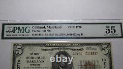 Billet de banque national de 5 $ de 1929 de la banque de Maryland MD d'Oakland, Ch. #13776 AU55 PMG