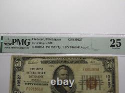 Billet de banque national de 50 $ de 1929 de Detroit, Michigan, MI, N° de série 10527, État de conservation VF25 selon le PMG