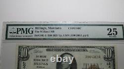 Billet de banque national de Billings Montana MT de 10 $ de 1929, numéro de série Ch #12407, classé VF25 par PMG