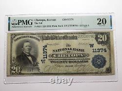 Billet de banque national de Chetopa Kansas KS de 20 $ de 1902, Ch. #11374 PMG VF20