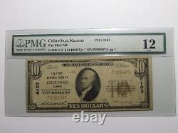 Billet de banque national de Columbus Kansas KS de 1929 de 10 $, Ch. #6103, Série #7