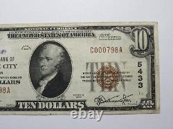 Billet de banque national de Granite City Illinois IL de 1929 de 10 $, N° de série 5433, TB