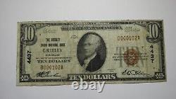 Billet de banque national de Greeley, Colorado CO de 10 $ de 1929, charte #4437, en bon état