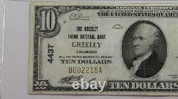 Billet de banque national de Greeley, Colorado CO de 1929 de 10 $ Ch. #4437 VF25 PMG