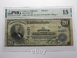 Billet de banque national de Greeley, Colorado CO de 20 $ de 1902, Ch. #4437 F15 PMG