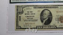 Billet de banque national de Groton New York NY de 10 $ de 1929 Ch. #1083 VF25 PMG