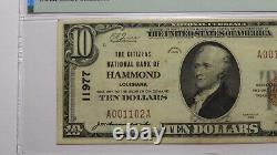Billet de banque national de Hammond, Louisiane, de 10 $ de 1929, Ch. #11977 VF35 PMG