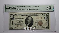 Billet de banque national de Hennessey, Oklahoma OK de 10 dollars de 1929, N°10209, VF35 PMG.
