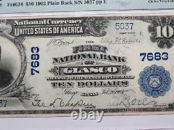 Billet de banque national de Kansas KS de 10 $ de 1902 à Glasco, Ch. #7683 PMG VF35