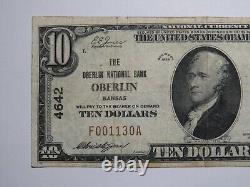 Billet de banque national de Kansas KS de 10 $ de 1929 de la charte #4642 de Oberlin VF