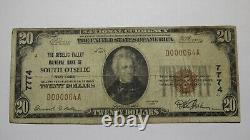 Billet de banque national de New York NY de 20 $ de 1929 à South Otselic, numéro 7774 RARE