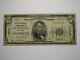 Billet De Banque National De New York Ny De South Otselic De 1929 De 5 $, Numéro De Billet #7774 Rare