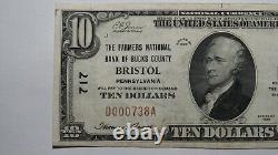 Billet de banque national de Pennsylvanie PA de 1929 de 10 $ de Bristol Ch. #717 XF+