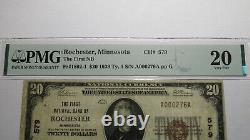 Billet de banque national de Rochester Minnesota MN de 1929 de 20 $, numéro 579, état VF20 PMG