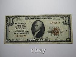 Billet de banque national de Stamford, Connecticut CT de 1929 de 10 $, Ch. #4 VF+