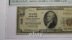 Billet de banque national de Talladjsond, Alabama AL de 10 $ de 1929, n° de caisse 7558 VF20 PMG