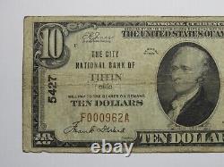 Billet de banque national de Tiffin Ohio OH de 1929 de 10 $, charte n°5427, RARE