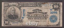 Billet de banque national de Topeka, Kansas, de 10 dollars de 1902, charte américaine W 3078