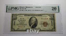 Billet de banque national de Waseca Minnesota MN de 1929 d'une valeur de 10 $, Ch. #6544 VF20 PMG