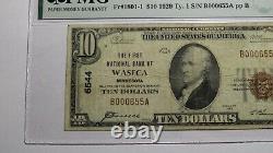 Billet de banque national de Waseca Minnesota MN de 1929 d'une valeur de 10 $, Ch. #6544 VF20 PMG