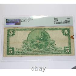 Billet de banque national de cinq dollars de Cleveland, Ohio, de 1902, PMG VF20, 43165F.