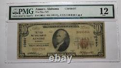 Billet de banque national de l'Alabama AL de 1929 d'une valeur de 10$ de la ville de Atmore, Ch. #10697 PMG FINE.