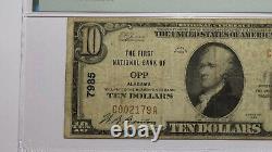 Billet de banque national de l'Alabama AL de 1929 de 10 dollars, charte n°7985 F15 PMG.