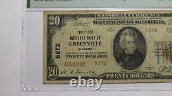 Billet de banque national de l'Alabama AL de Greenville de 1929 de 20 $! Ch. #5572 VF25