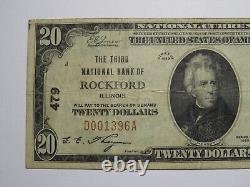 Billet de banque national de l'Illinois IL de 1929 de Rockford de 20 $, n° de chapitre 479, en bon état