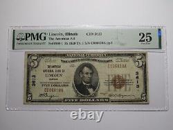 Billet de banque national de l'Illinois IL de 5 $ de 1929 Lincoln Ch. #3613 VF25 PMG