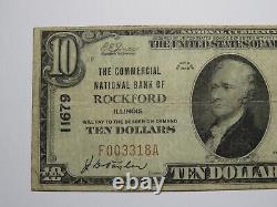 Billet de banque national de l'Illinois IL de Rockford de 1929 de 10 $ Ch. #11679 FINE+