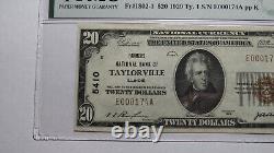 Billet de banque national de l'Illinois IL de Taylorville de 1929 de 20 $, numéro de série 5410, notation VF35
