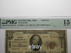 Billet de banque national de l'Ohio OH East Palestine de 1929 de 10 $, N° de série 13850, état F15