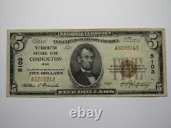 Billet de banque national de l'Ohio OH de 1929 de Coshocton de 5 $.