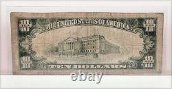 Billet de banque national de l'Ohio de Miamisburg de 1929 de 10$ Charter #3876 RARE
