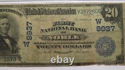 Billet de banque national de l'Oklahoma OK Noble de 1902 de 20 $, Ch. #9937 VG10 PMG