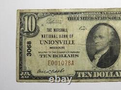 Billet de banque national de l'Unionville Missouri MO de 1929 de 10 $ Ch. #3068 BIEN
