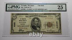 Billet de banque national du Missouri MO de 1929 de 5 $ Ch. #9382 VF25 PMG