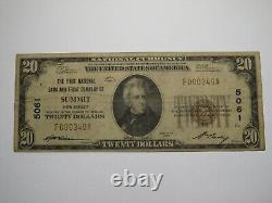 Billet de banque rare de Summit, New Jersey, NJ, d'une valeur de 20 dollars, de l'année 1929, Ch. #5061