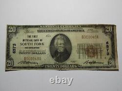 Billet de banque rare de la National Currency Bank de South Fork, Pennsylvanie, PA de 1929, d'une valeur de 20$.