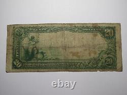 Billet de banque rare de la National Currency Bank de Wilmington, Ohio OH, de 1902, d'une valeur de 20 dollars, charte n°1997